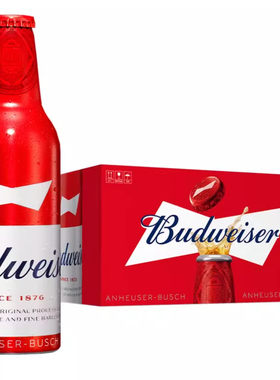 Budweiser/百威铝瓶啤酒355ml*24瓶整箱国产红瓶铝罐装啤酒