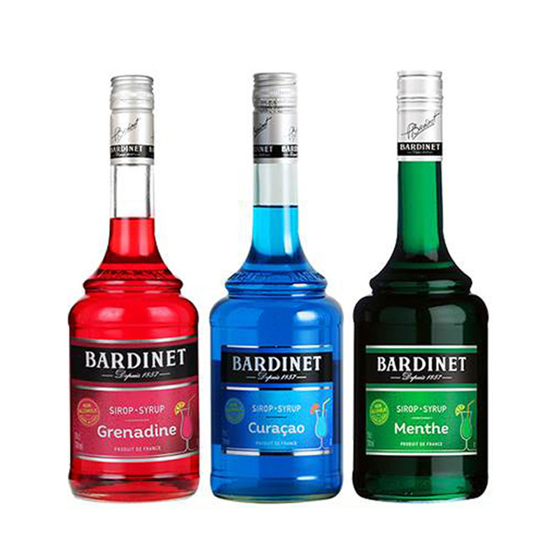Bardinet必得利红石榴糖浆绿薄荷蓝柑橘糖浆调酒辅料三口味