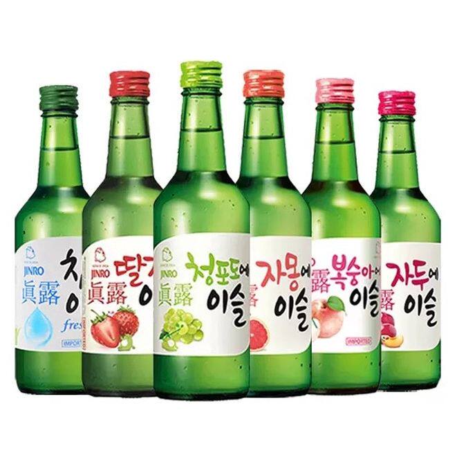 真露烧酒韩国进口瓶真露青葡萄味酒360ml*6女生甜酒非清酒果味酒