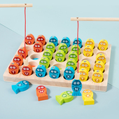 宝宝磁性钓鱼玩具木质幼儿早教益智认数字玩具颜色配对亲子游戏