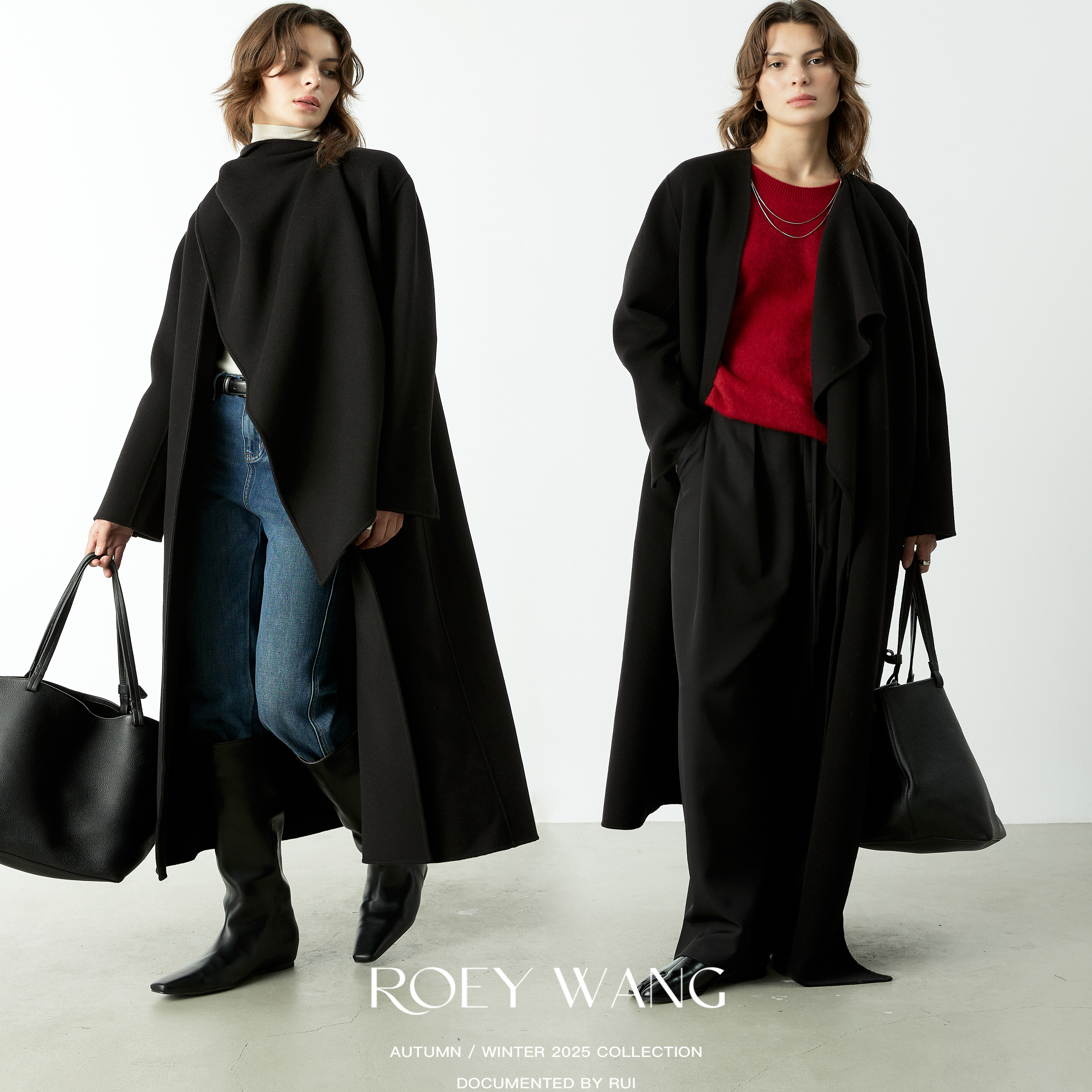 ROEYWANG中长款宽松显瘦毛呢外套