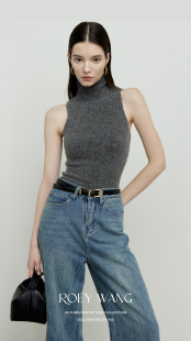 上衣女毛衣背心针织衫 ROEYWANG 敲细羊驼毛柔软舒适高领打底无袖