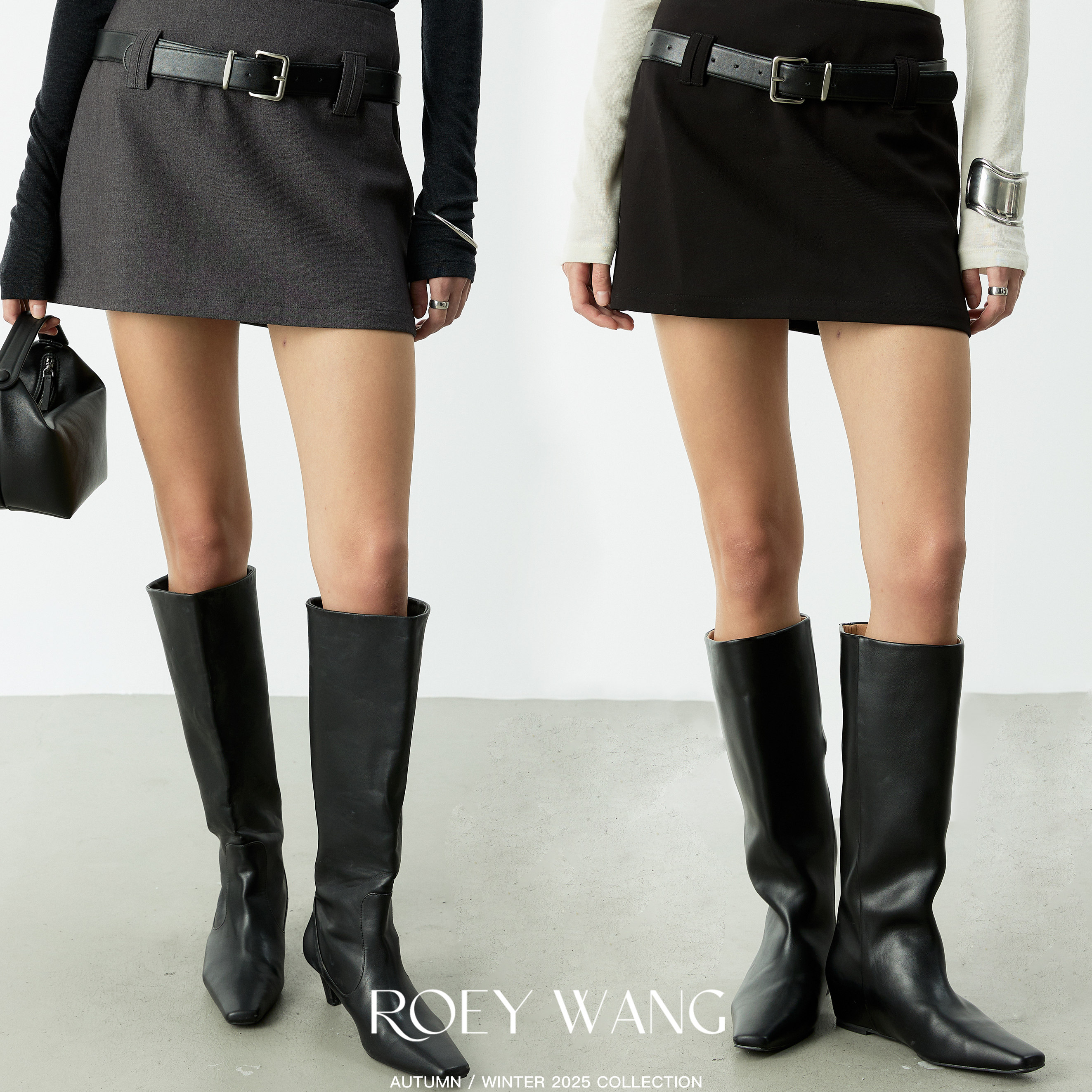 ROEYWANG复古毛呢西装半身裙