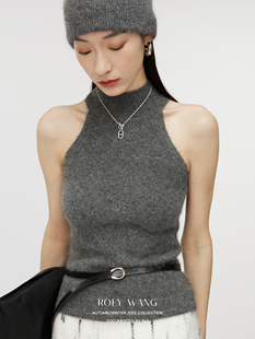 ROEYWANG秋秋bi入时髦重磅毛茸茸质感浣熊绒羊毛针织打底外穿背心