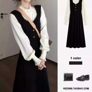 毛衣针织连衣裙子2025新款 高级感长裙 巨好看超火秋冬穿搭一整套装