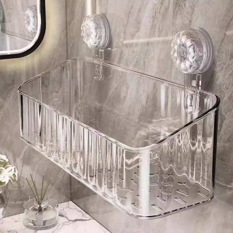 吸盘置物架浴室免打孔卫生间洗漱台壁挂式置物架牙刷牙膏收纳筐