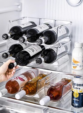 红酒架葡萄酒收纳架食品保鲜啤酒分隔盒饮料瓶冰箱用酒窖整理神器