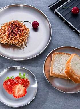 不锈钢小吃盘餐用托盘水果吐骨收纳餐碟餐厅派对蛋糕甜品304圆盘