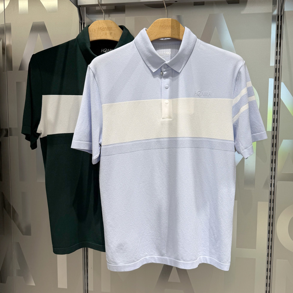 Honma高尔夫男士拼接POLO衫