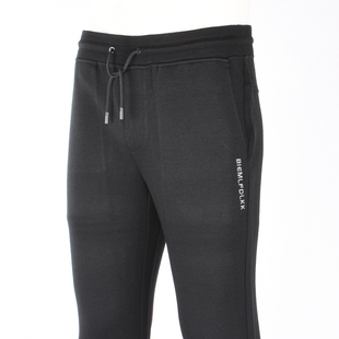 比音勒芬专柜正品男装秋冬高弹绣标弹力免烫纯色修身针织休闲裤