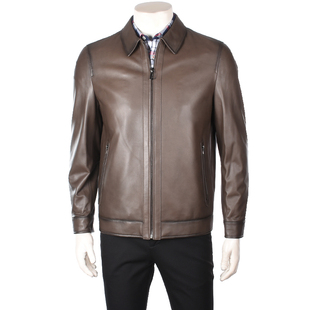 BOSSSUNWEN/博斯·绅威专柜正品新款翻领柔软舒适百搭休闲皮衣