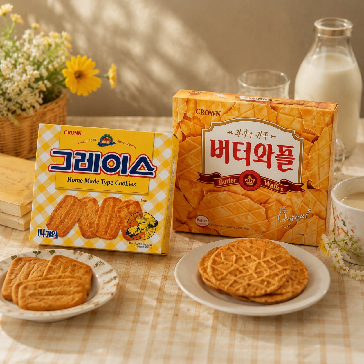 韩国零食黄油饼干饼乾 crown克丽安瓦夫进口点心 伴手礼独立包装
