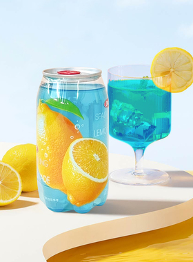 韩国进口OKF苏打气泡水蓝色柠檬 碳酸饮料 西瓜桃味葡萄 汽水罐装