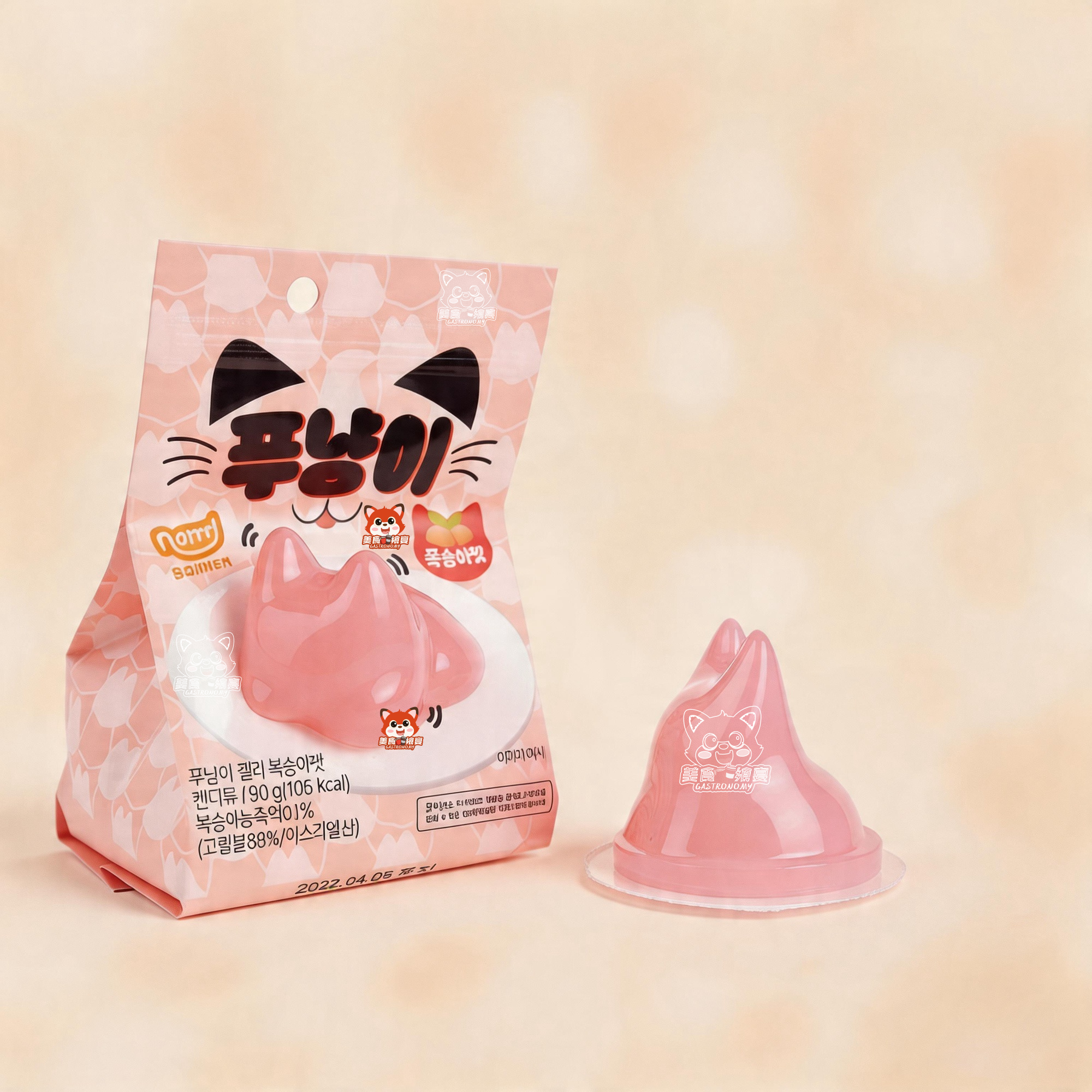 韩国进口零食猫头造型水果味果冻布丁可爱卡通造型休闲零食桃子味