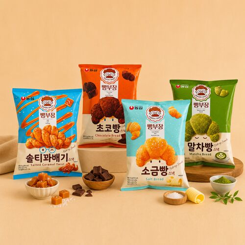 韩国农心咸味牛角面包形膨化零食