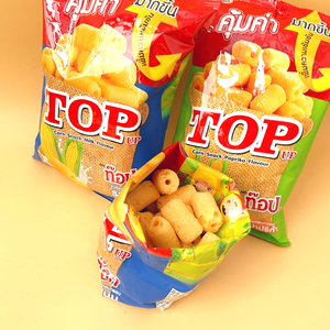 泰国进口华云TOPUP牛奶辣味香酥玉米米果玉米棒膨化休闲零食品80g