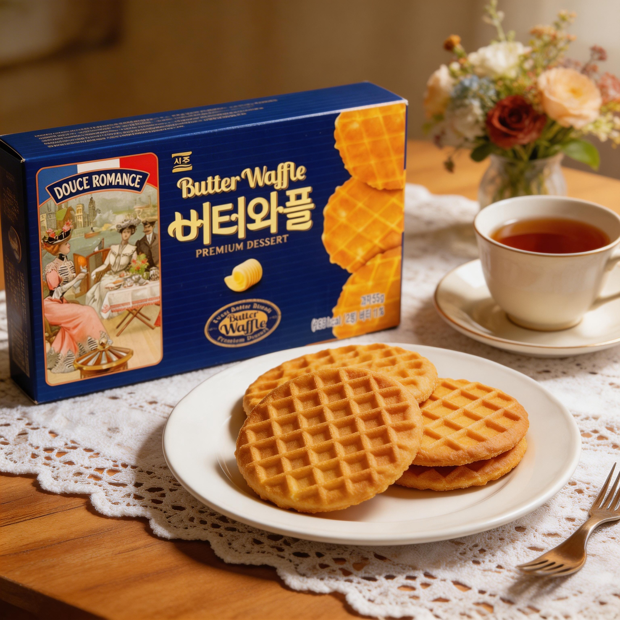 韩国零食黄油曲奇瓦夫饼干独立包装盒装下午茶歇进口零嘴酥脆香甜