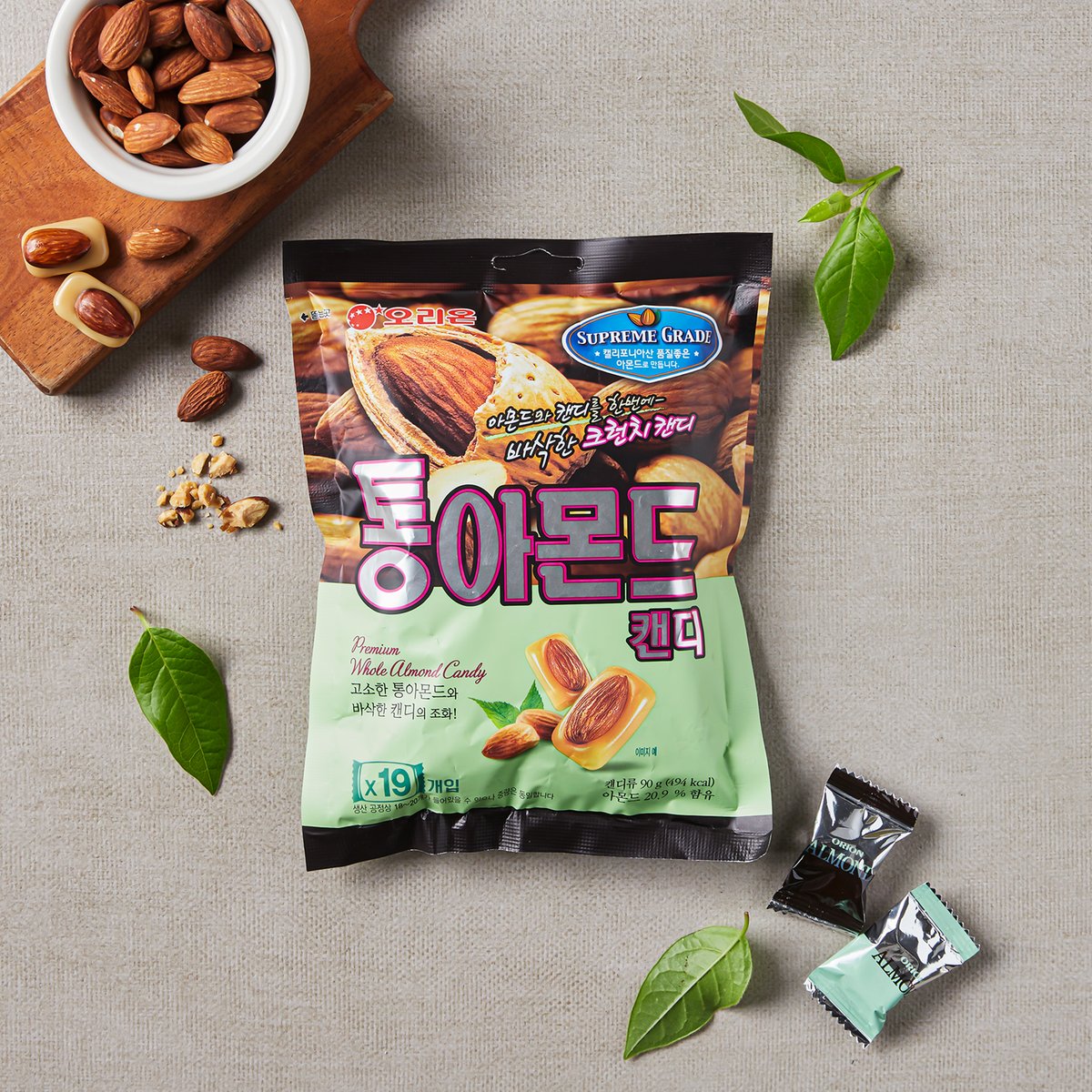 韩国进口ORION好丽友杏仁糖硬糖90g袋装 颗颗都有扁桃仁！脆脆的