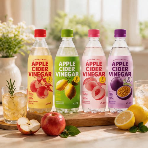韩国进口苹果醋味碳酸饮料500ml