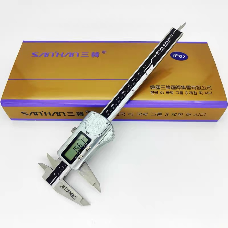IP67防水油数显卡尺 150mm 不锈钢电子游标卡尺台阶深度测量