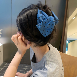 复古牛仔色爱心抓夹三角形发抓后脑勺显饱满鲨鱼夹盘发夹子发饰品