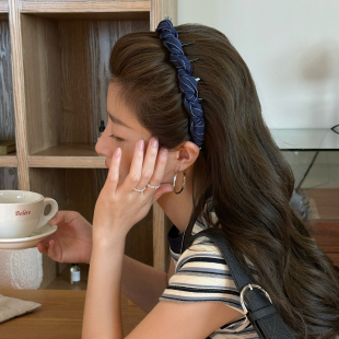 韩系波点条纹带齿高颅顶发箍波浪发卡防滑洗脸头箍2025新款发饰品