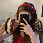 ju显白 港风复古漆皮亮面海绵发箍高级感头箍压发发卡外出发饰品