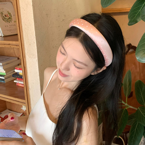 缪系少女！光泽感波点发箍百搭高颅顶海绵头箍女压发发卡发饰头饰
