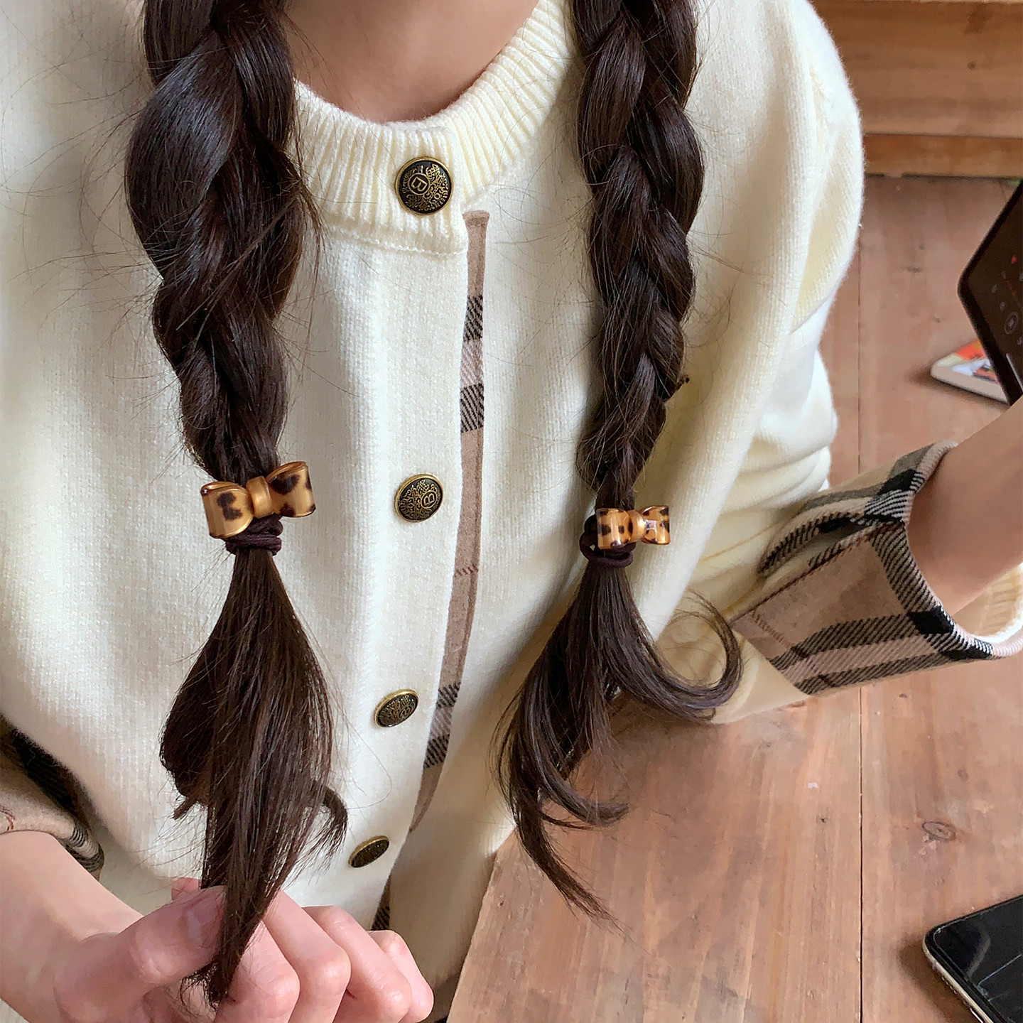 实用小物~复古豹纹蝴蝶结发圈耐用皮筋高弹力发绳扎马尾头绳发饰