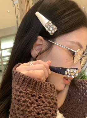 高级感重工水钻缎面布艺bb夹前额刘海夹侧边夹韩系时尚发卡发饰新