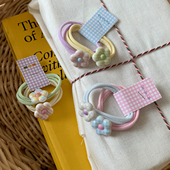 2条装 奶油花朵毛巾圈发绳甜妹双马尾扎发皮筋头绳高弹力发圈发饰