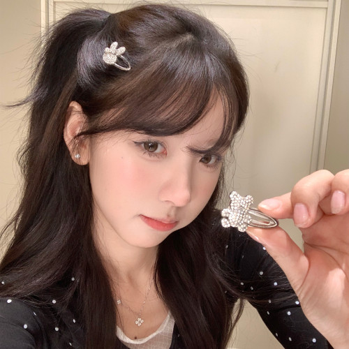 闪闪水钻小熊兔子发夹韩系甜美百搭刘海夹前额碎发夹侧边夹子发饰