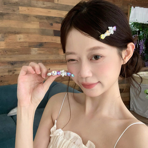 可爱水钻小熊爱心发夹女甜美前额碎发BB夹侧边刘海夹边夹韩系发饰
