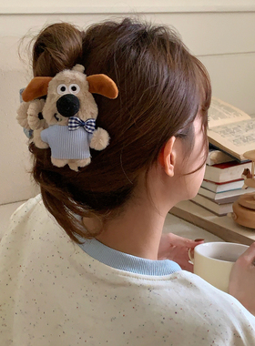 love puppy！小狗玩偶抓夹可爱少女心蝴蝶结AB面发抓鲨鱼夹发饰品