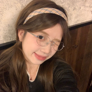 古早少女感 格纹发箍发卡洋气英伦风头箍高颅顶压发发卡发饰 细款
