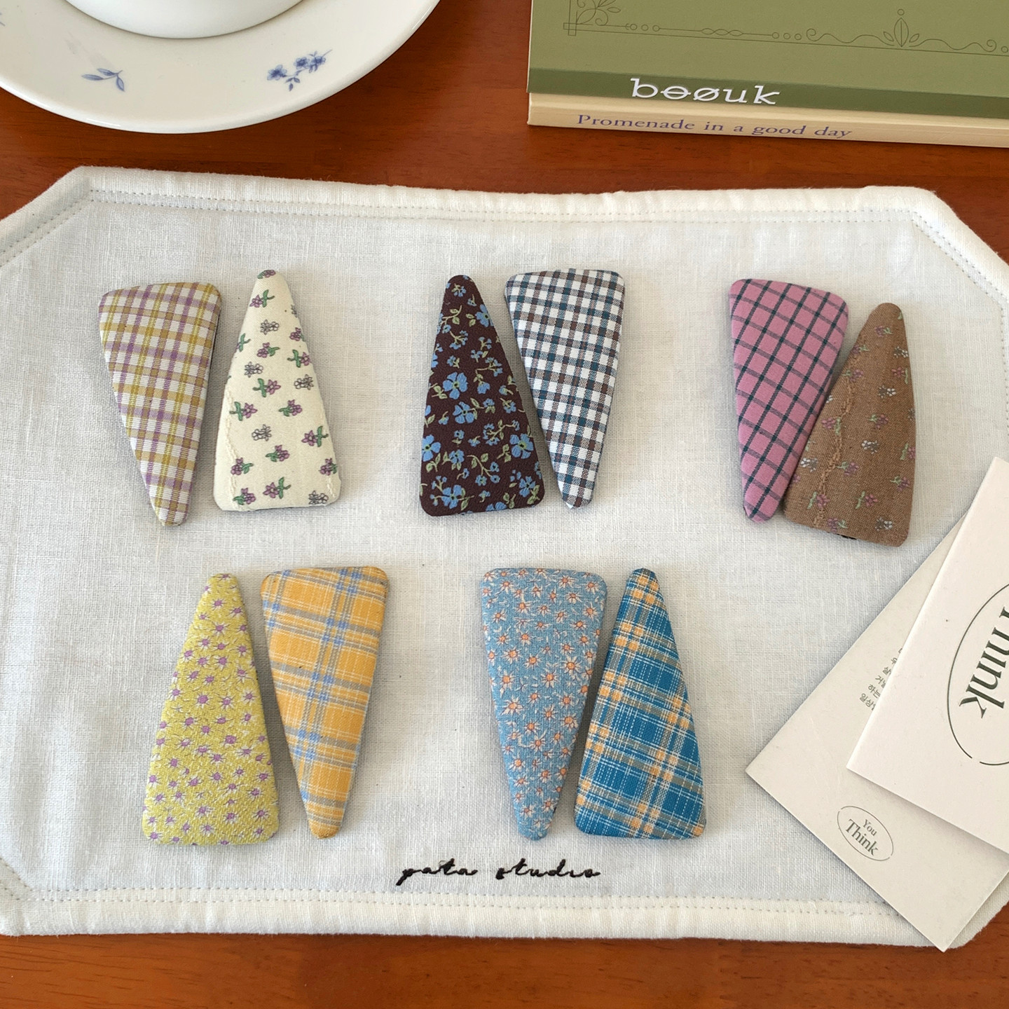 春日花记~韩系碎花格纹BB夹刘海夹百搭碎发夹子掰掰夹发卡发饰品