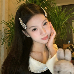银色闪钻边夹BB夹女高级感小众ins甜美气质侧边碎发夹掰掰夹发卡