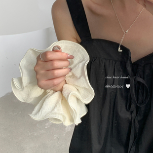 超大号 雪纺发圈头绳低马尾皮筋 多层褶皱花边大肠圈发绳慵懒法式