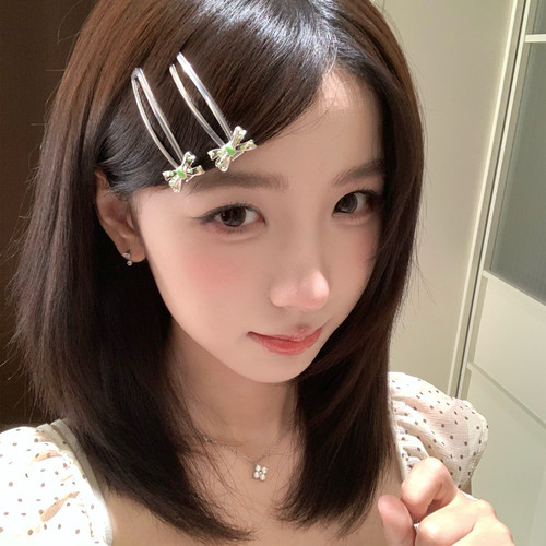 2个装 韩系ins风金属波点蝴蝶结发夹BB夹百搭刘海夹发卡侧边夹子
