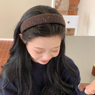 焦糖可可~彩色点点毛呢发箍秋冬韩系少女压发发卡发饰头箍发捆新
