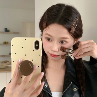 美拉德咖色系！爱心星星BB夹高级感气质刘海夹掰掰夹前额碎发夹子