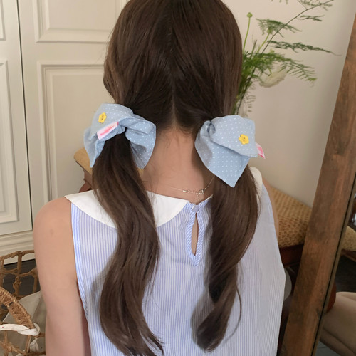 奶油少女！mini小号波点方巾发圈头绳甜妹花朵纽扣肠圈发绳发饰