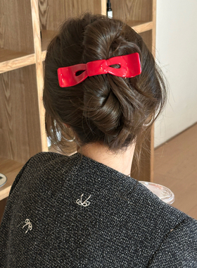 南韩博主！一字蝴蝶结亚克力抓夹高质感大号鸭嘴盘发夹后脑勺发卡