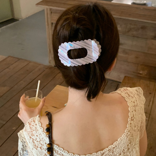 珠光贝壳~细闪条纹波浪发夹不硌头抓夹后法式芭蕾风发抓盘发夹子