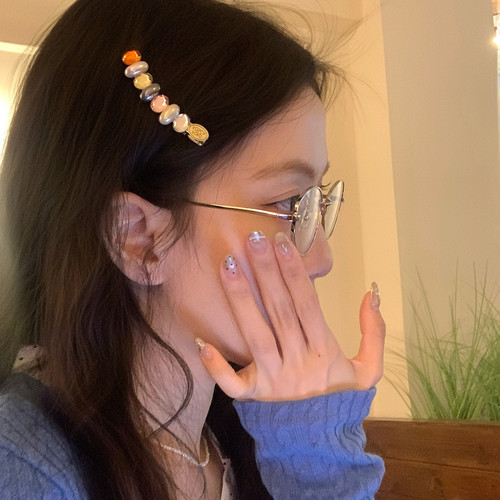彩虹糖钻！精致水钻珍珠弧形弯夹发卡洋气碎发刘海夹边夹轻奢发饰