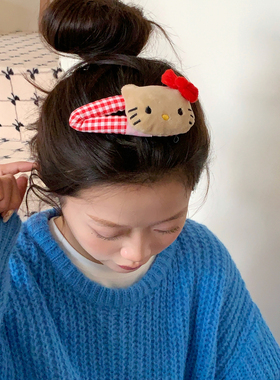 超萌！可爱大头猫咪玩偶发夹少女心刘海夹大号BB夹韩系边夹发饰品