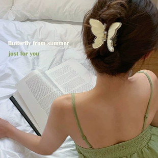 夏季 糖果色蝴蝶抓夹超仙立体发抓优雅盘发夹子后脑勺发饰日韩头饰