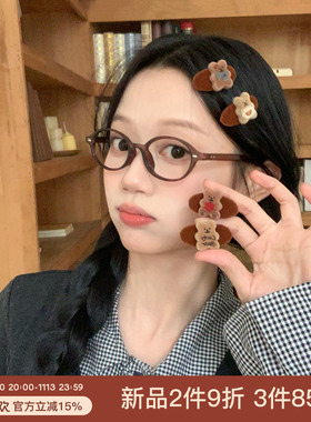 小熊脑袋~可爱饼干小熊发夹卡通侧边夹小众发夹少女刘海夹鸭嘴夹