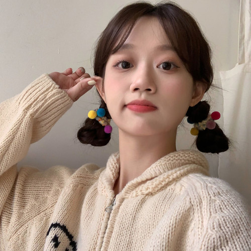 百搭少女心糖果色撞色球球发绳