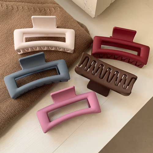 蓬蓬面包感！磨砂树脂镂空方形抓夹气质百搭几何鲨鱼夹盘发夹发饰